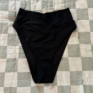 Aerie High Waisted Crossover Black Bikini Bottom Small